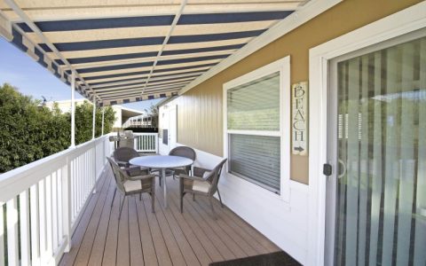 Deck of cottage at Pismo Sands RV Resort